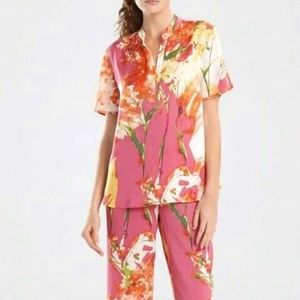 NEW! NATORI EXQUISITE PAINTED BOUQUET PINK PAJAMAS